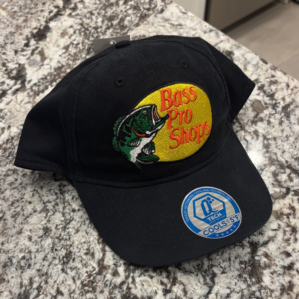Bass Pro Shops Black and Yellow Cap with Fish Logo